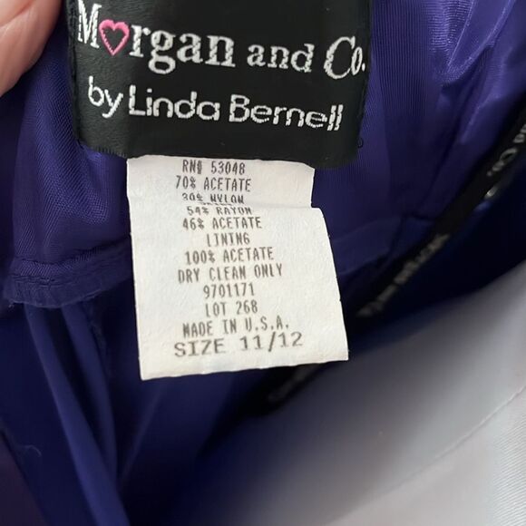 Morgan & Co by Linda Bernell Velvet and Satin Gown Crystal Details SZ 11/12 VTG - Picture 8 of 12